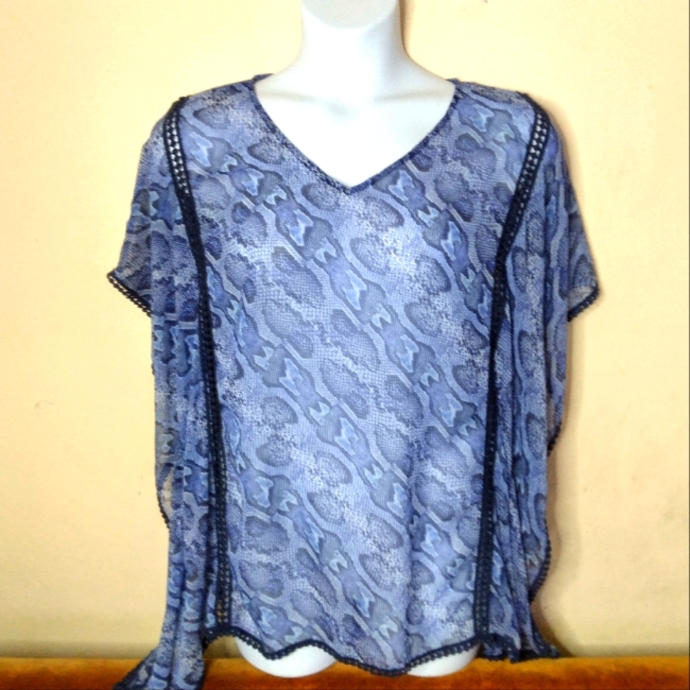 Echo Blue Swim Coverup Poncho One Size